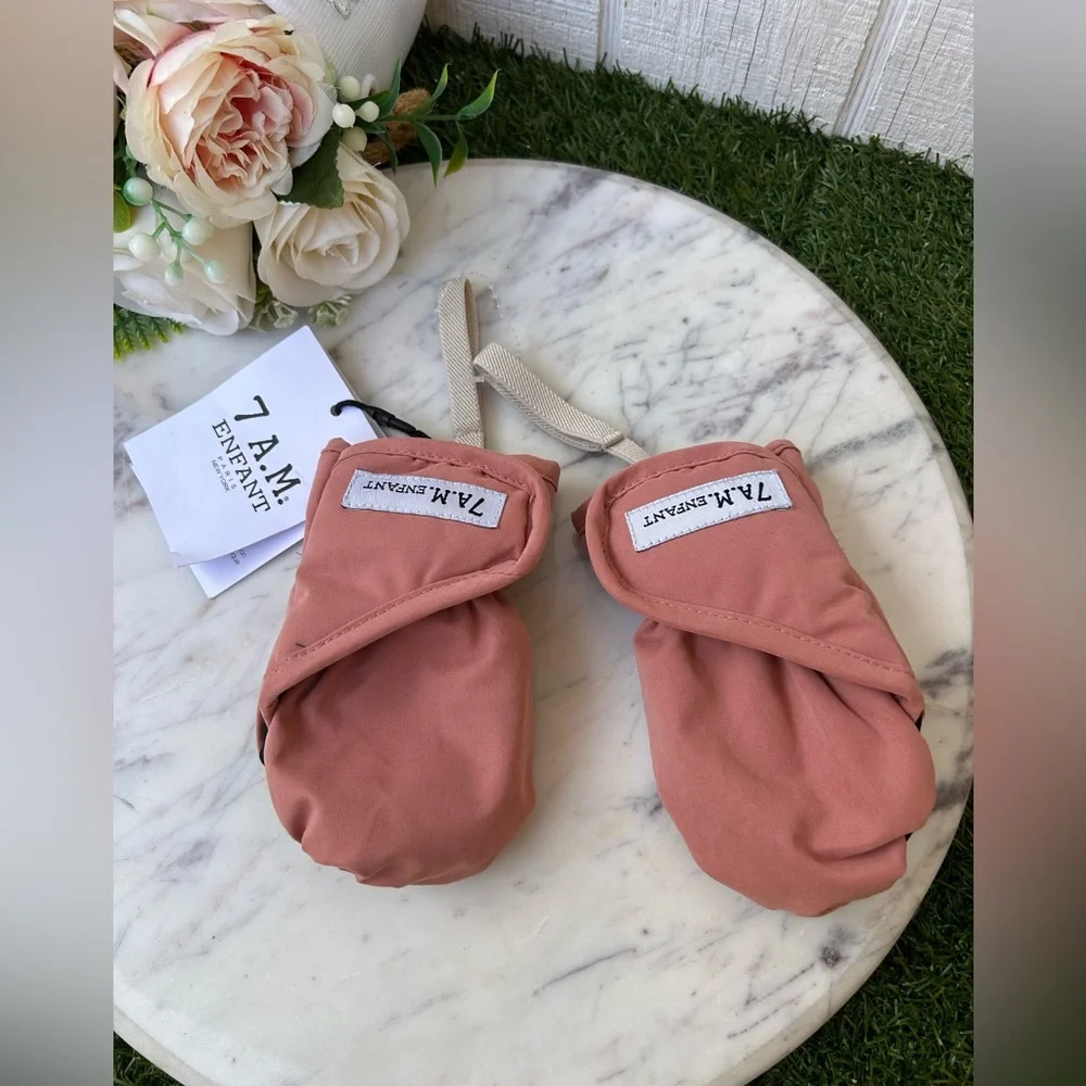 7AM Benji Plush Mittens $32.00 COLOR : Rose Dawn NEW SIZE - 6M-12M